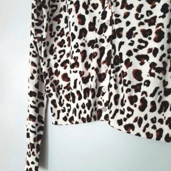 RICKI'S \ Cheetah 🐆 Button Down Cardigan Fine Knit Sweater Cardi Leopard Sz S - Picture 5 of 14